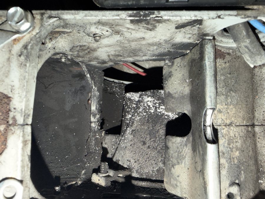 Soot inside an oil burner housing