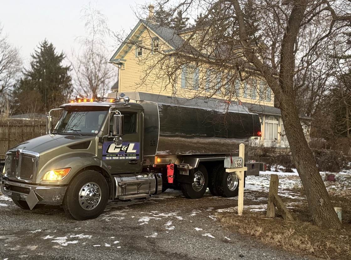 C&L Fuel Inc. tank truck at our office on Newport Road in Bristol, PA