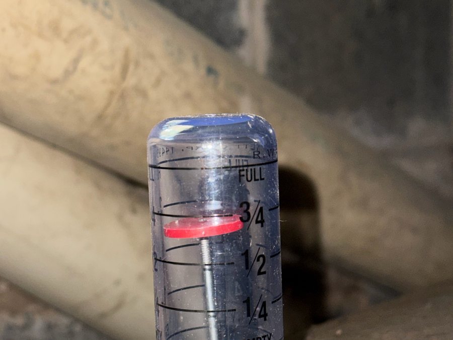 Heating oil tank gauge reading close to full